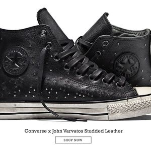 Pre-owned Converse Studded Black Leather Size 6